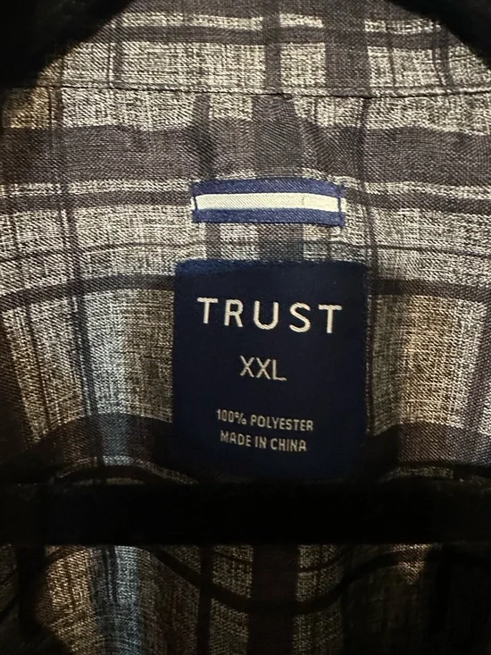 TRUST Men's Gray Plaid Button-Up Shirt - XXL